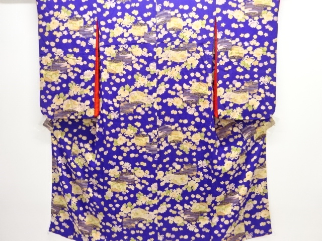 JAPANESE KIMONO / ANTIQUE KIMONO / SILK / KINSHA / SPOOL & FLOWER